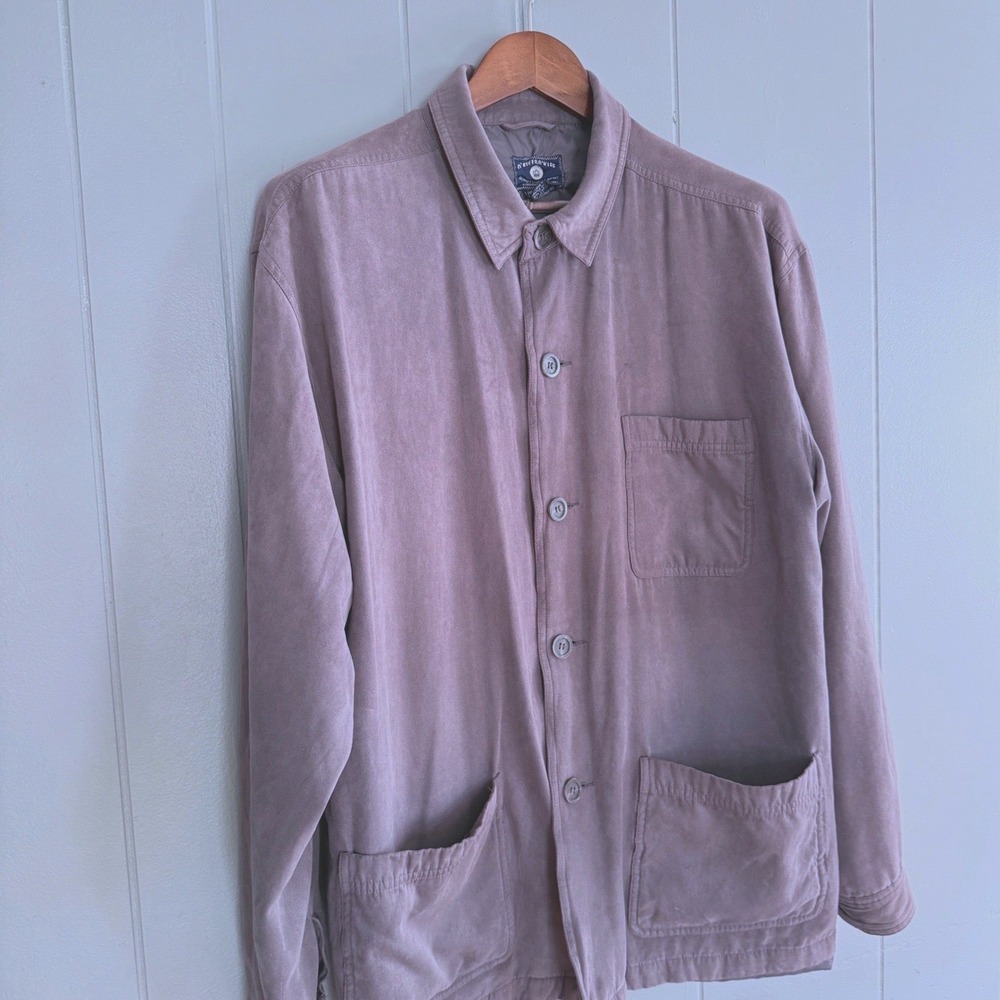 Faux Suede Chore jacket Unisex Gray Barn Coat Workwear Gorpcore Aesthetic Size L